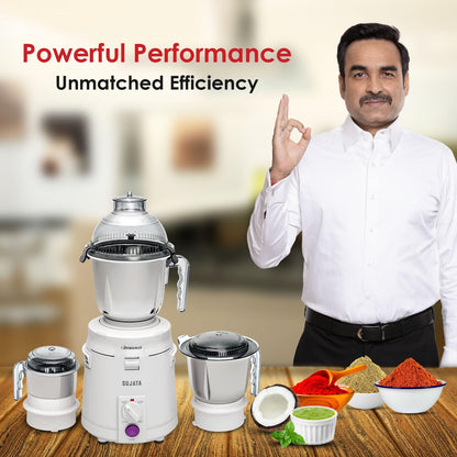 Sujata Dynamix 900 Watts Mixer Grinder | 22000 Rotations Per Min | 90 Minutes Continuous Running | 3 Versatile Jars 1500 ml, 1000 ml and 400 ml