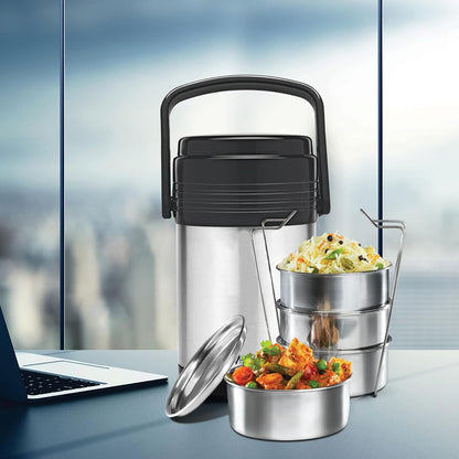 MILTON Thermosteel Hot Meal Container Lunch Box, Set of 4, Silver, Stainless Steel