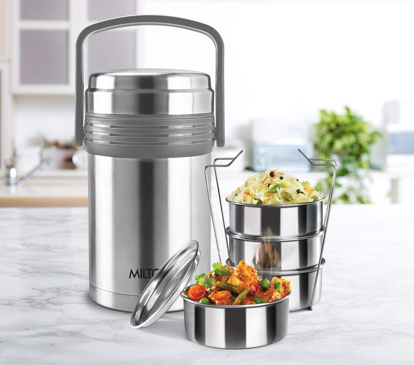 Milton Opus 4 Stainless Steel Tiffin Box, Set of 4, Silver, 300 Milliliter - 300 Ml