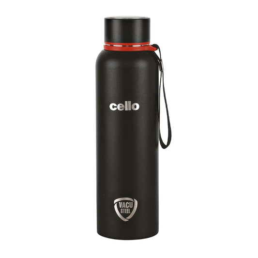 Cello Kent Stainless Steel Flask with DTP Coating, 900ml, Black | Prolonged Hours Hot and Cold Thermosteel Bottle | Flask for tea coffee | Ideal for Office, Gym, Home, Kitchen, Hiking, Travel Bottle