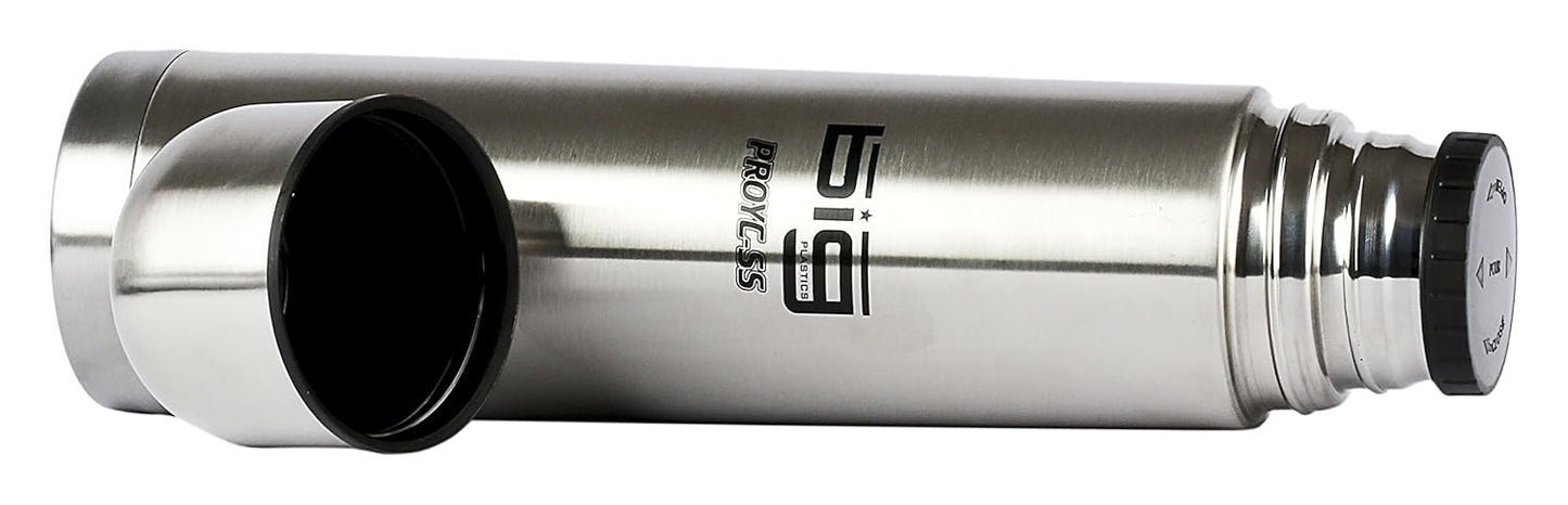 Big Plastics Stainless Thermosteel Vacuum Insulated Flask Bottle, 1000ml, Silver