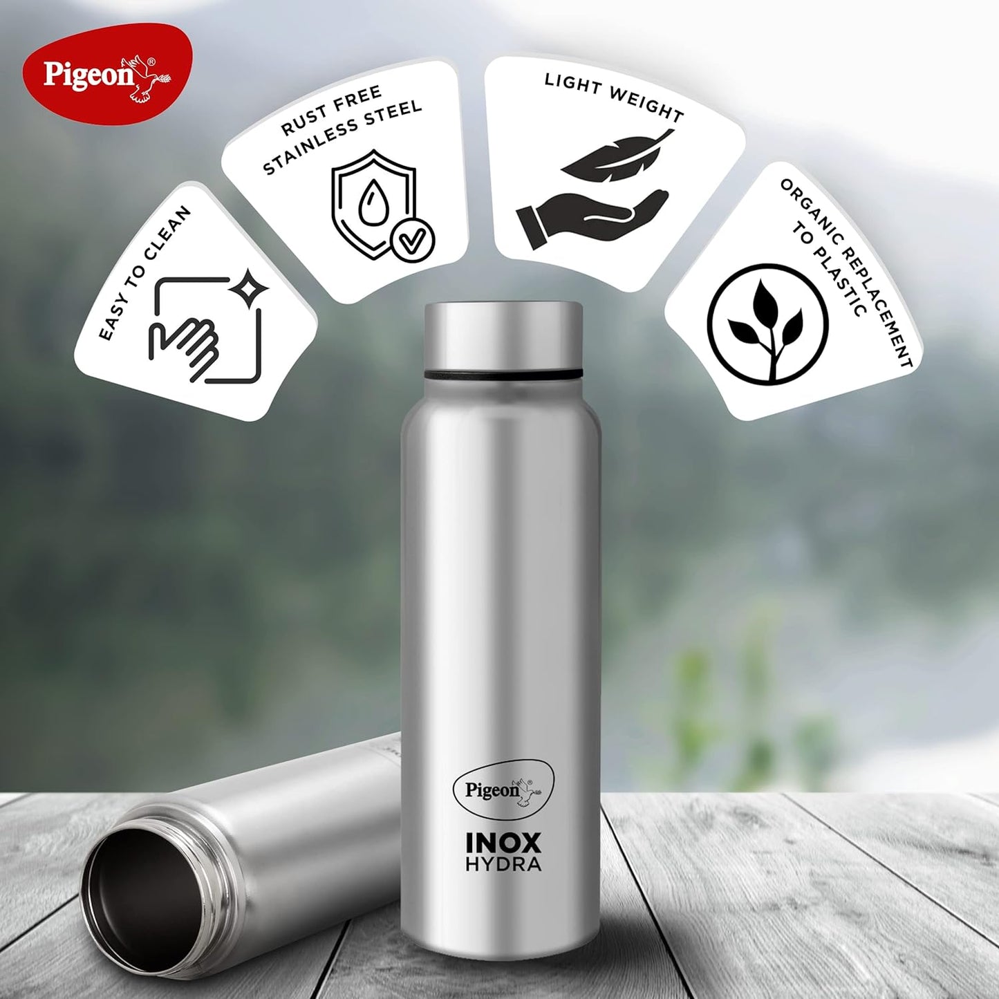 Pigeon by Stovekraft Inox Hydra Plus Stainless Steel Drinking Water Bottle 700 ml - Silver