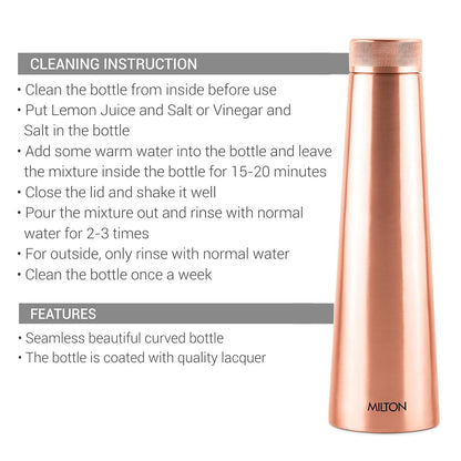 MILTON Copper Delight 1000 Water Bottle, 915 ml, Copper