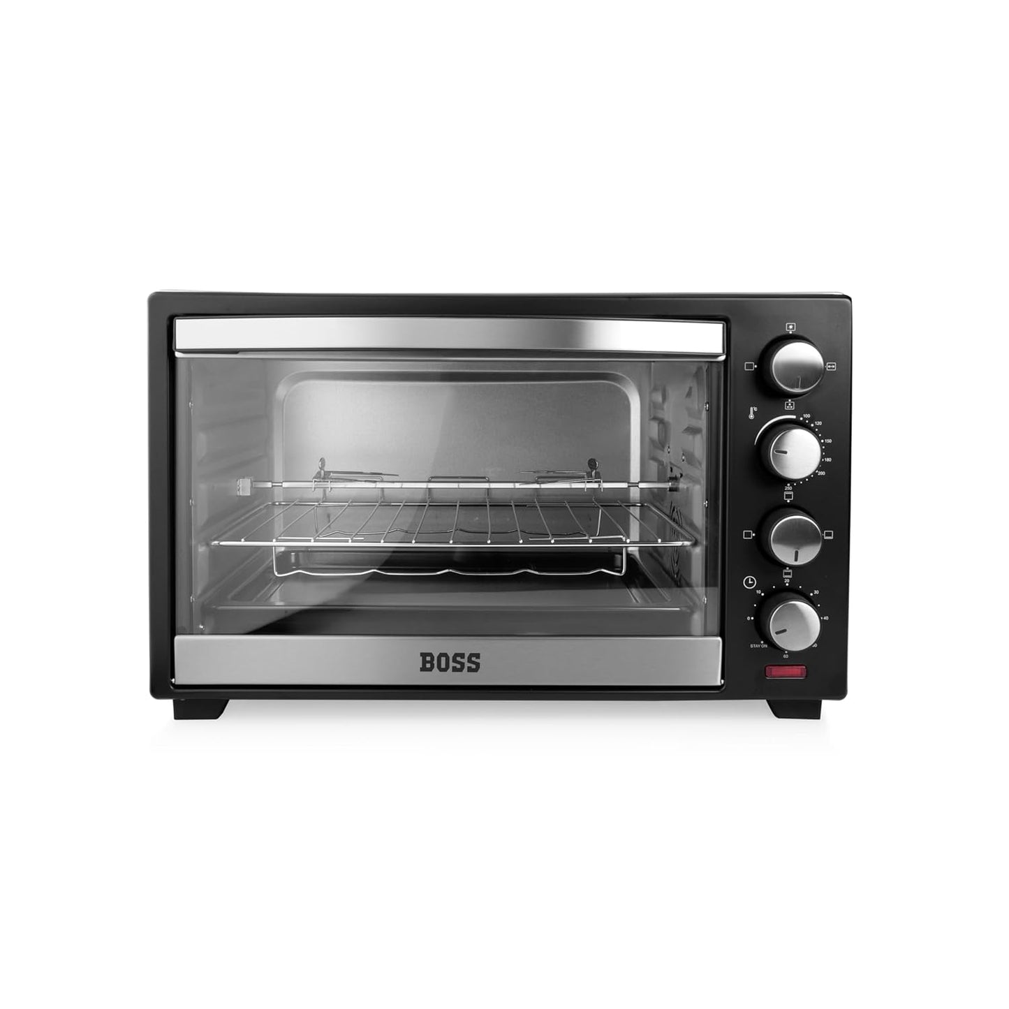 BOSS Delish 30 Litres Oven Toaster Griller, Motorised Rotisserie, Convection, Baking, Grilling, Toasting, 1600 Watts, 2 years warranty, Black