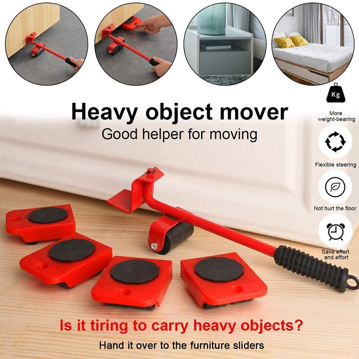 Atoz Heavy Duty Furniture Lifter Mover Tool Set, Furniture Moving Roller Wheel Set for Washing Machines, Fridge,Sofa, Wardrobes Adjustable Height