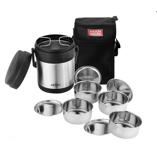 MILTON Thermosteel Hot Meal Container Lunch Box, Set of 4, Silver, Stainless Steel