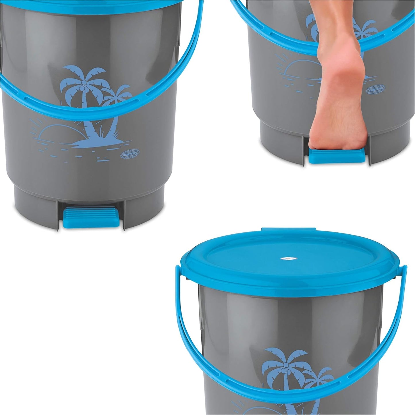 Asian Look Beautiful Pedal Dustbin Junior 15 Ltr Blue For Home , Kitchen & Offices