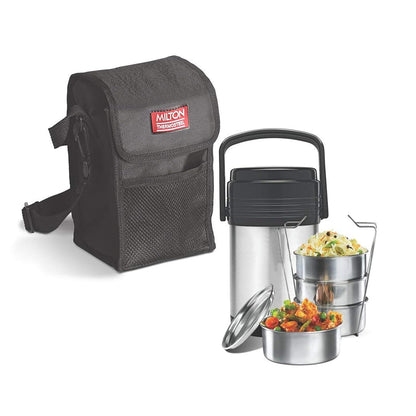 MILTON Thermosteel Hot Meal Container Lunch Box, Set of 4, Silver, Stainless Steel
