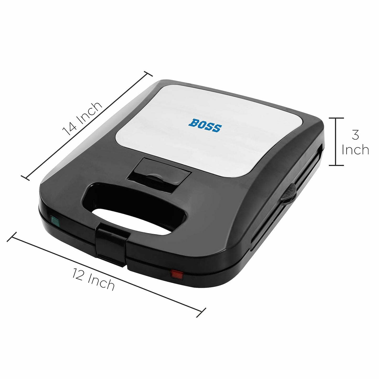 BOSS JumboXL 4 Sandwich Griller Toaster with 2in1 Changeable Plates | 1300-Watt | 4-Slice Grill & Toast Option | Buckle Clips Lock | 2 Yr Warranty | Black