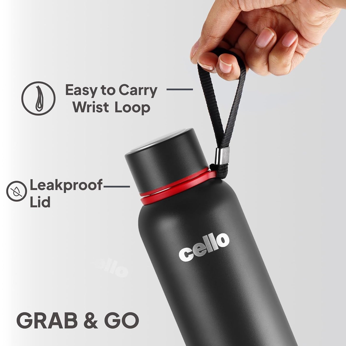 Cello Duro Kent Thermosteel Flask with DTP Coating, 750ml, Black | 24 Hours Hot and Cold Stainless Steel Bottle | Flask for Tea Coffee | Ideal for Office, Gym, Home, Hiking, Trekking, Travel Bottle