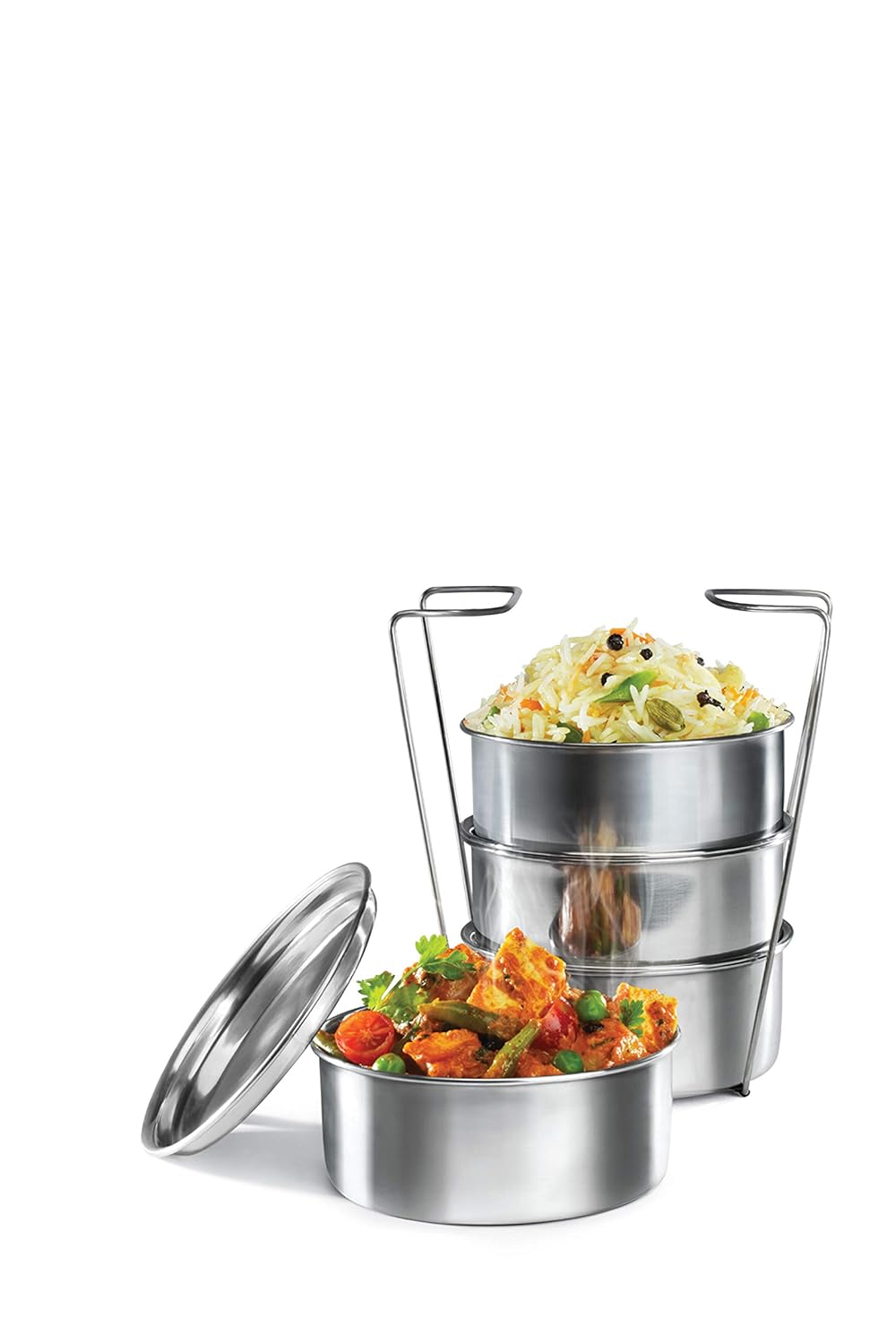 Milton Glint 4 Thermosteel Insulated Stainless Steel Tiffin Box, 1100 ml, Steel Plain