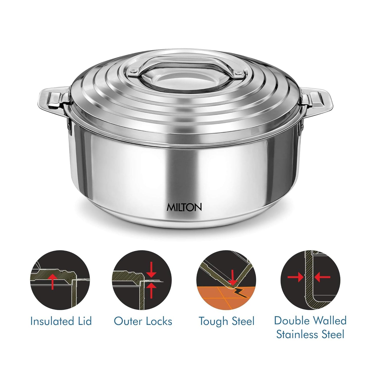MILTON Galaxia 1500 Insulated Stainless Steel Casserole
