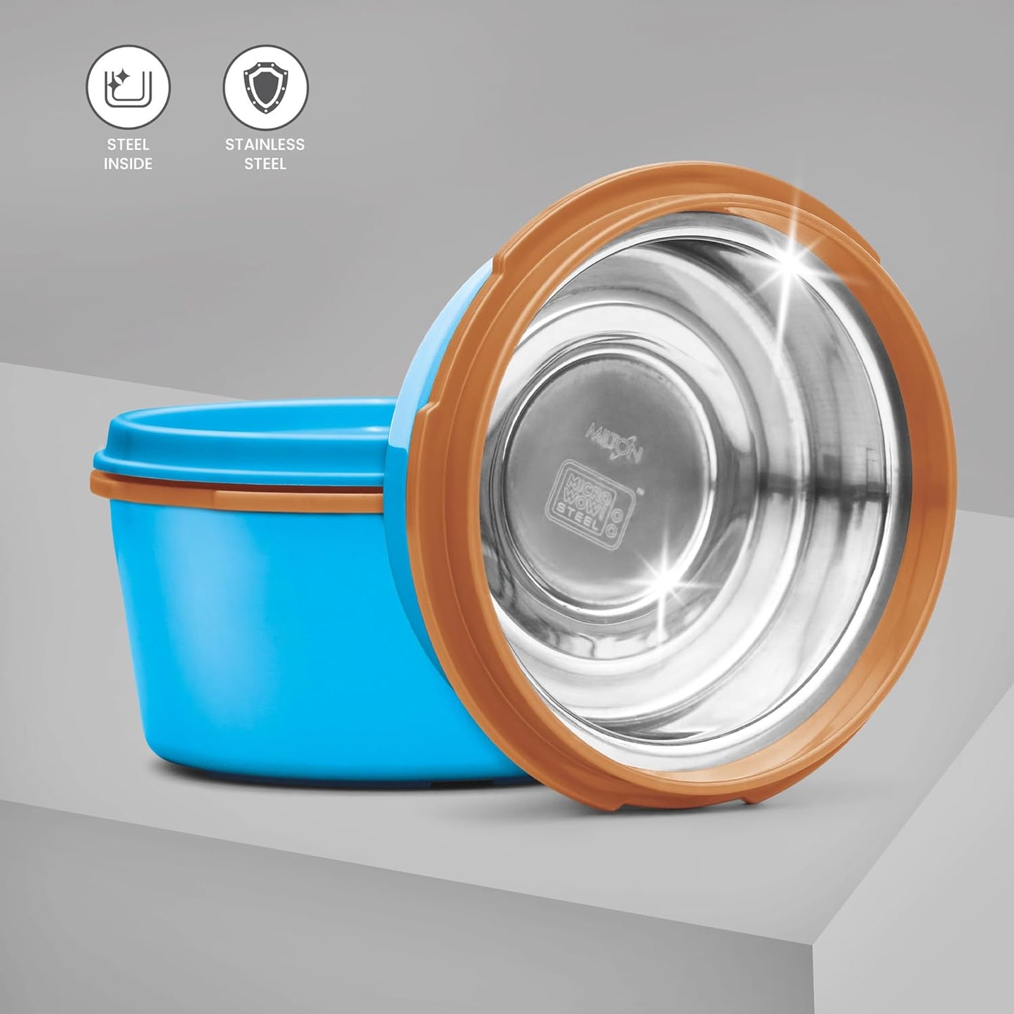 MILTON Flexi 3+1 Lunch Box with Insulated Fabric Jacket, 4 Inner Stainless Steel Containers (180 ml, 320 ml, 320 ml, 450 ml), Microwave Safe & Leak-Proof Tiffin for Office, School, College, Blue