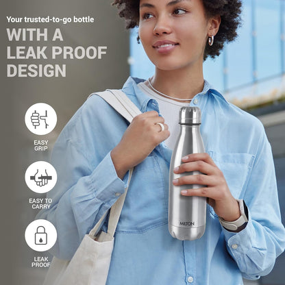 Milton Duo DLX 750 Thermosteel 24 Hours Hot and Cold Water Bottle, 700 ml, Silver