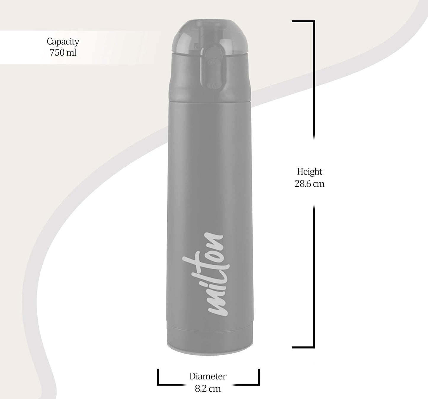 Milton New Crown 900 Thermosteel Water Bottle 750 ml with One Touch Safety Lock, 24 Hours Hot and Cold, Leak Proof Lid, ISI Certified I Vacuum Insulated I for Office, Gym, School I Green