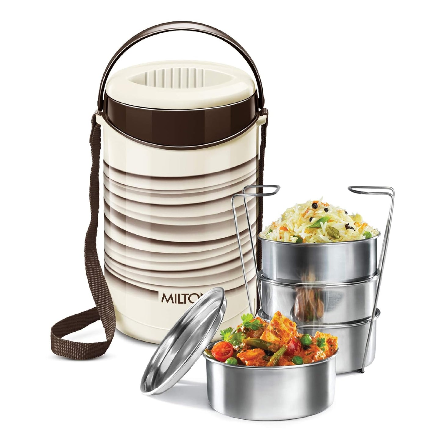 MILTON New Econa 4 Stainless Steel Tiffin Box, Set of 4, Ivory