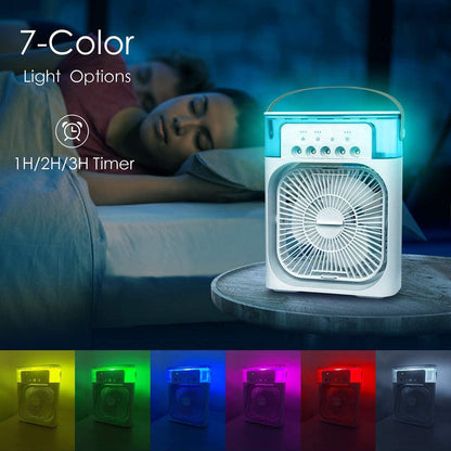 Mini Cooler for Room Cooling AC Portable Mini Fan Artic Cooler with 7 Colors LED Light, 1/2/3 H Timer, 3 Wind Speeds and 3 Spray Modes for Office,Home,Dorm,Travel1(Multicolor)