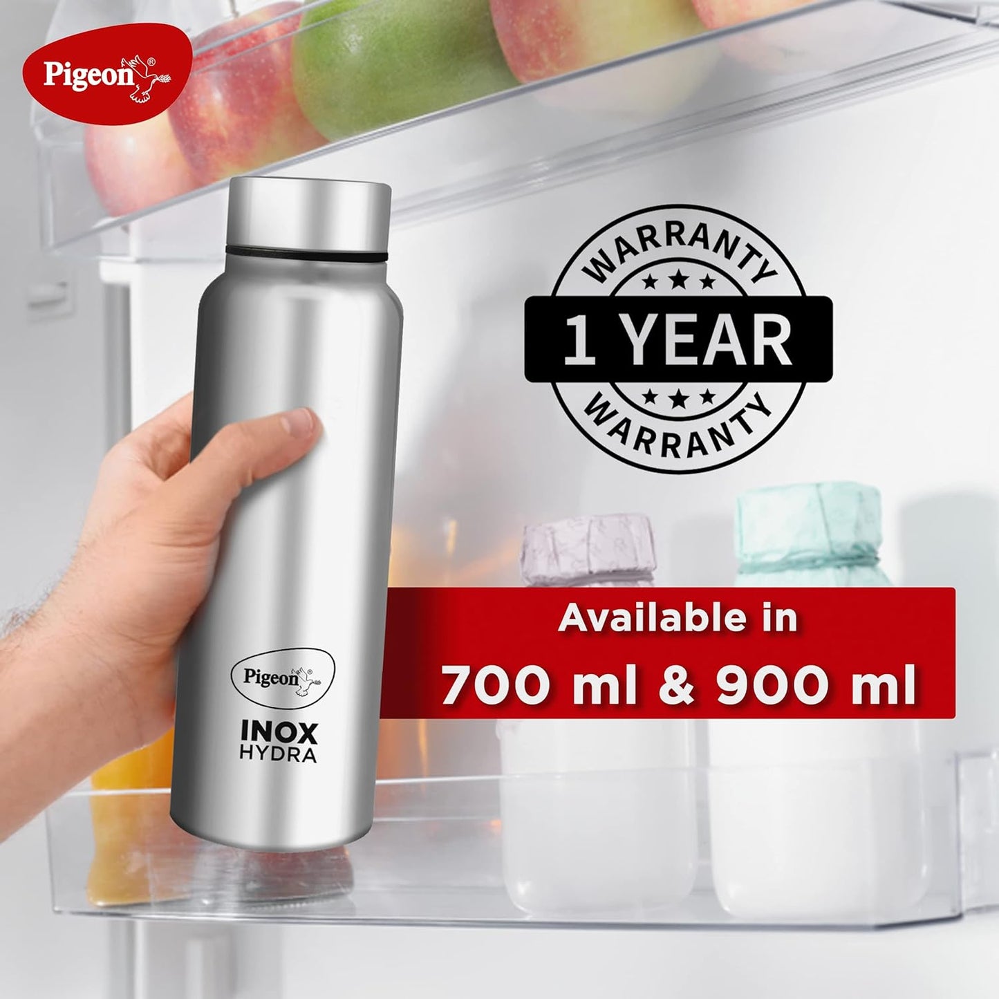 Pigeon by Stovekraft Inox Hydra Plus Stainless Steel Drinking Water Bottle 700 ml - Silver