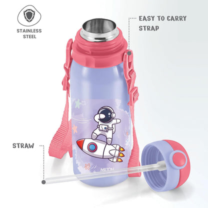 MILTON Torque 650 Astronaut Stainless Steel Kids Water Bottle, 630 ml, Purple