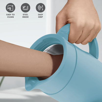 Milton Renova 1000 Water Jug, PU Insulated Inner Stainless Steel Hot & Cold Jug, BPA Free, Leak Proof, 1 Litre, Special Blue, Ideal for Tea, Coffee, Water, Hot Beverages