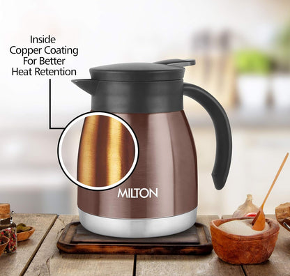 Milton Bistro 600 Thermosteel Carafe, 495 ml, Brown Kettle For Keep Tea Or Coffee Hot And Fresh For Longer Time