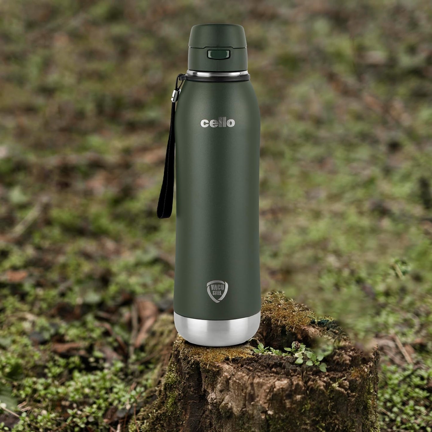 Cello Duro Ace Steel Vacuum Insulated Water Bottle 900ml, Green | Hot and Cold Thermal Flask with Screw Lid | Double Walled Scratch Resistant DTP Coating Flask Bottle