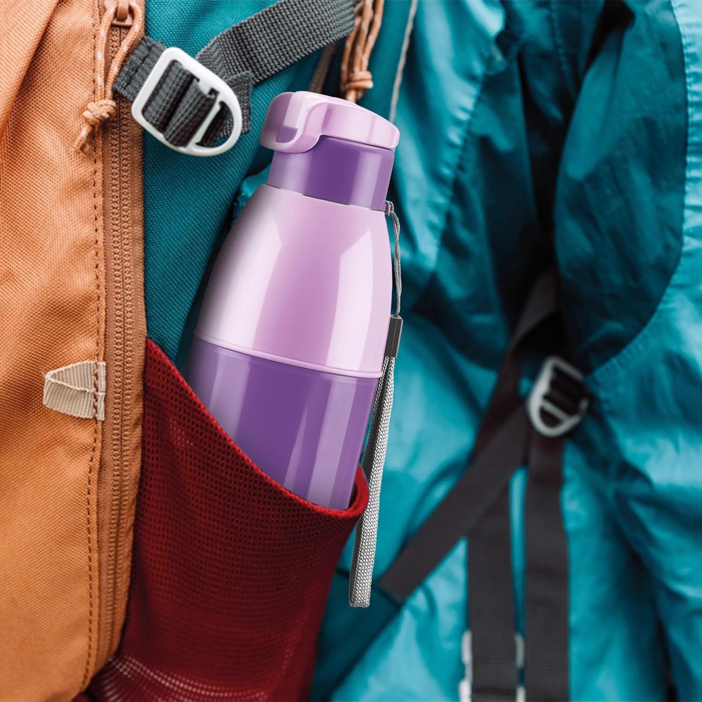 Milton Kool Nectar 900 Plastic Insulated Water Bottle, 700 ml Each, Purple & Sky Blue | Portable | Leak-Proof Flip Top Cap |Easy Grip | Hot or Cold | School | Office | Sports | Travel Bottle