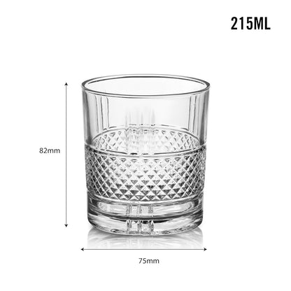 CELLO Brilliant Glass Tumblers | Set of 6 | 215ml | Clear