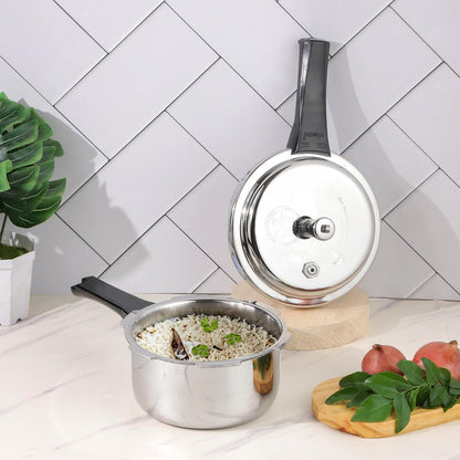 Vinod Platinum Triply Stainless Steel Outer Lid Pressure Cooker - 1. 5 litre/Induction and Gas Stove Friendly