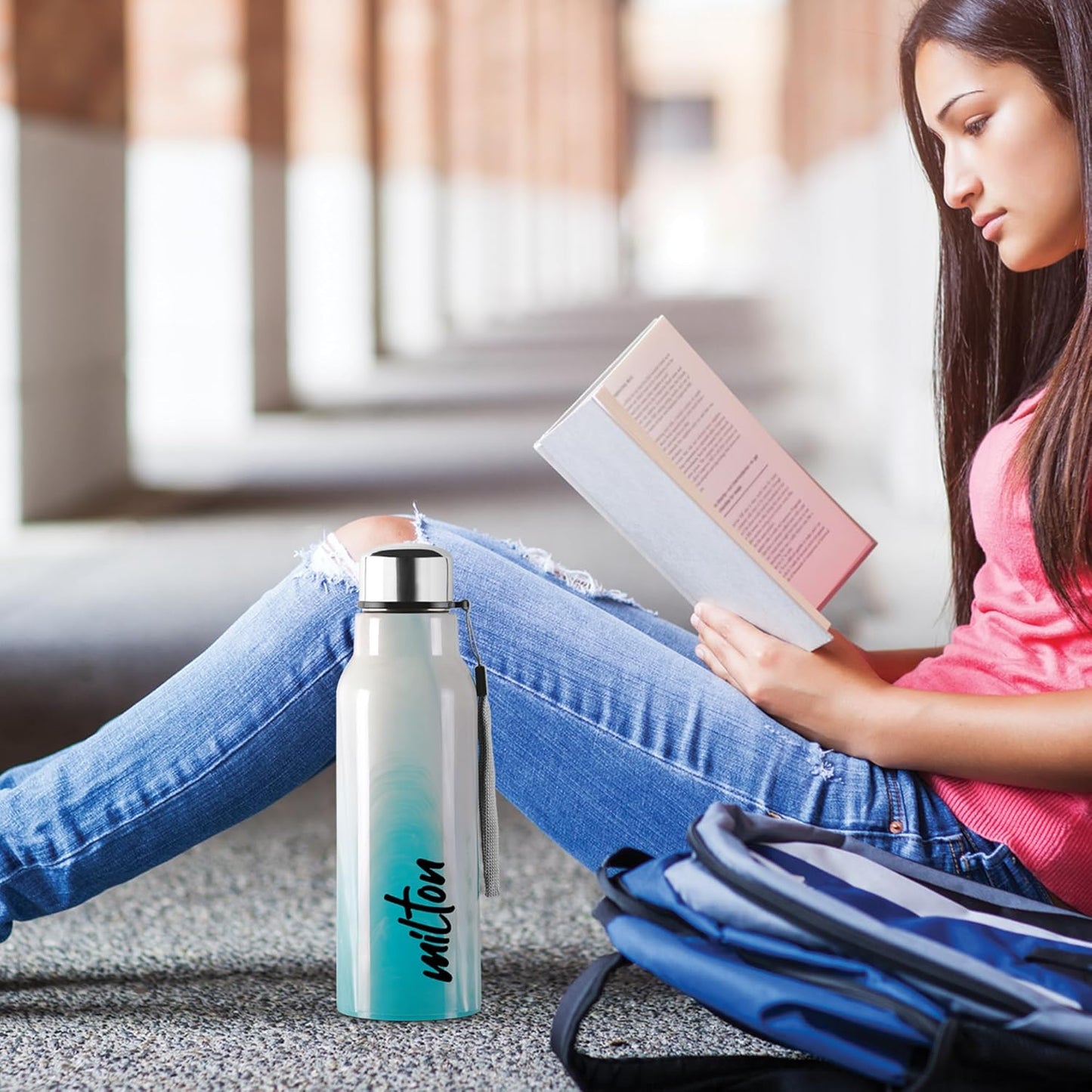 MILTON Steel Marble 600 Leak Proof, Wide Mouth & Easy to Open Insulated Inner Steel Outer Plastic Water Bottle, 520 ml, Aqua Green, School | Office | Travel Bottle