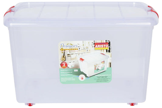 ARISTO Designer 111 Multipurpose Plastic Storage Container Box with Wheels 25 LTR (Clear, Transparent)
