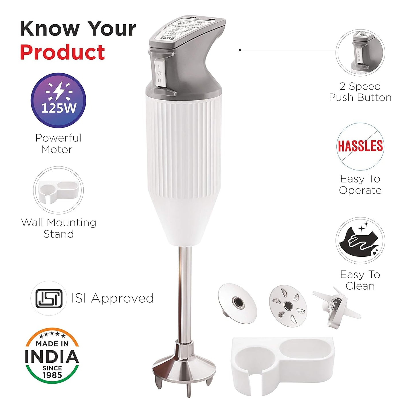 BOSS B101 Portable 125 W Hand Blender