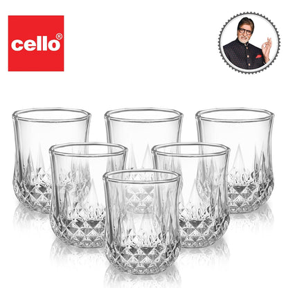 CELLO Amore Glass Tumblers | Set of 6 | 215ml | Clear