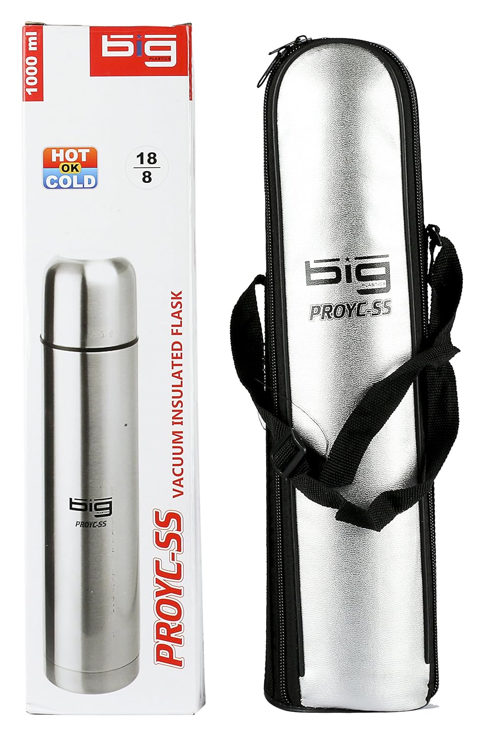 Big Plastics Stainless Thermosteel Vacuum Insulated Flask Bottle, 1000ml, Silver