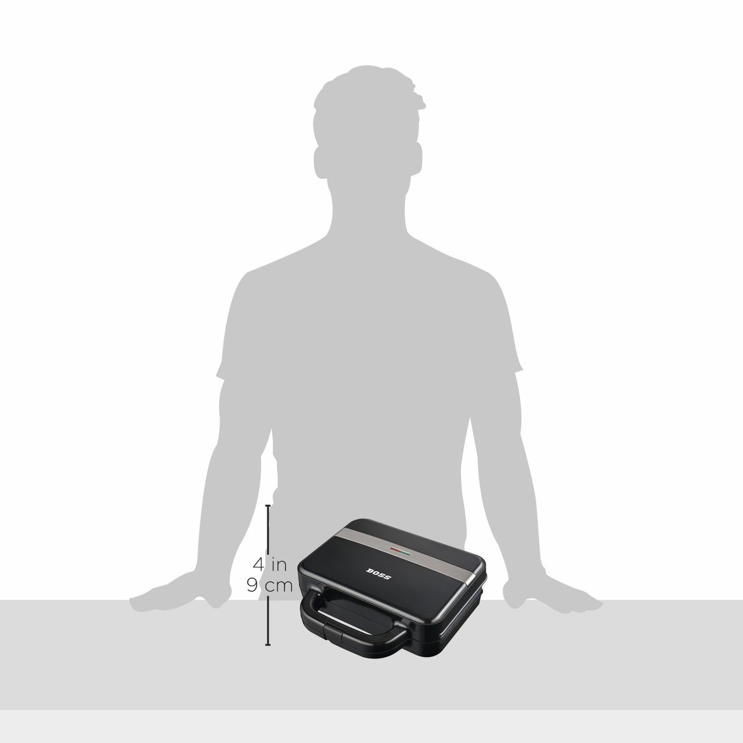 BOSS SuperSub Griller B545 | 1000-Watt Grill Deep Sandwich Maker | Non-Stick Coated Plates for Easy-to-Clean | Upright Compact Storage | Buckle Clips Lock | 2 Yr Warranty | Black