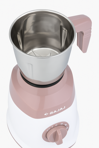 Bajaj Military Series Duetto 500W Mixer Grinder – 3 Stainless Steel Jars, DuraCut Blades, Pulse Mode, Overload Protection, Lilac White