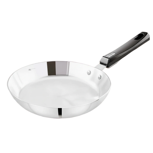 Bright® Tri-Ply Stainless Steel Tapper Fry Pan – 22cm | Durable Non-Reactive Cookware with Cool-Touch Handle | Induction & Gas Compatible