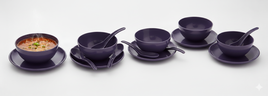 Joyware Premium Unbreakable Soup Bowl Set with Spoons & Plates | 18 Pcs | Made in India