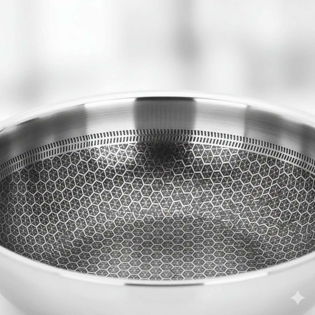 Aristo Honeycomb 26 CM Tri-Ply Stainless Steel Kadhai with Glass Lid - Induction Friendly