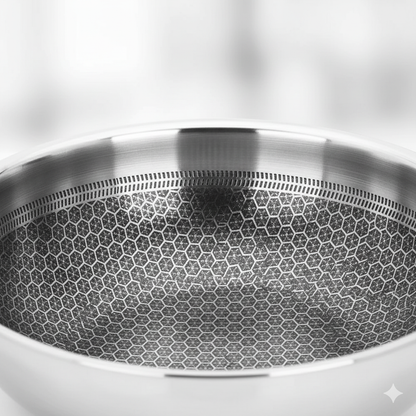 Aristo Honeycomb 26 CM Tri-Ply Stainless Steel Kadhai with Glass Lid - Induction Friendly