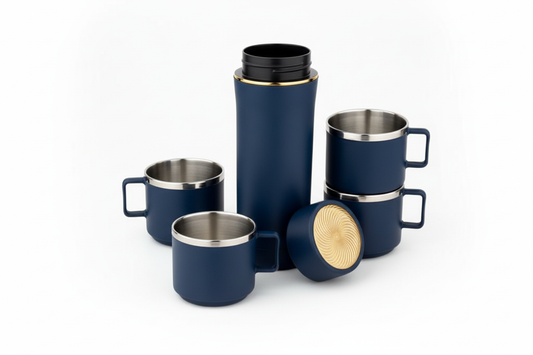 Asian Party Sip Combo – Easy Go Insulated Flask 500ml + 4 Pretty Cups