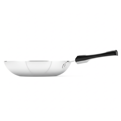 Bright® Tri-Ply Stainless Steel Tapper Fry Pan – 22cm | Durable Non-Reactive Cookware with Cool-Touch Handle | Induction & Gas Compatible