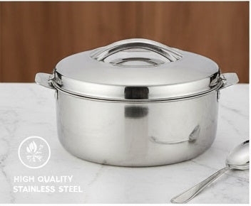 Virtue Homeware Classic Belgium 2500 ML Stainless Steel Insulated Casserole with High Gloss Finish and PU Insulation