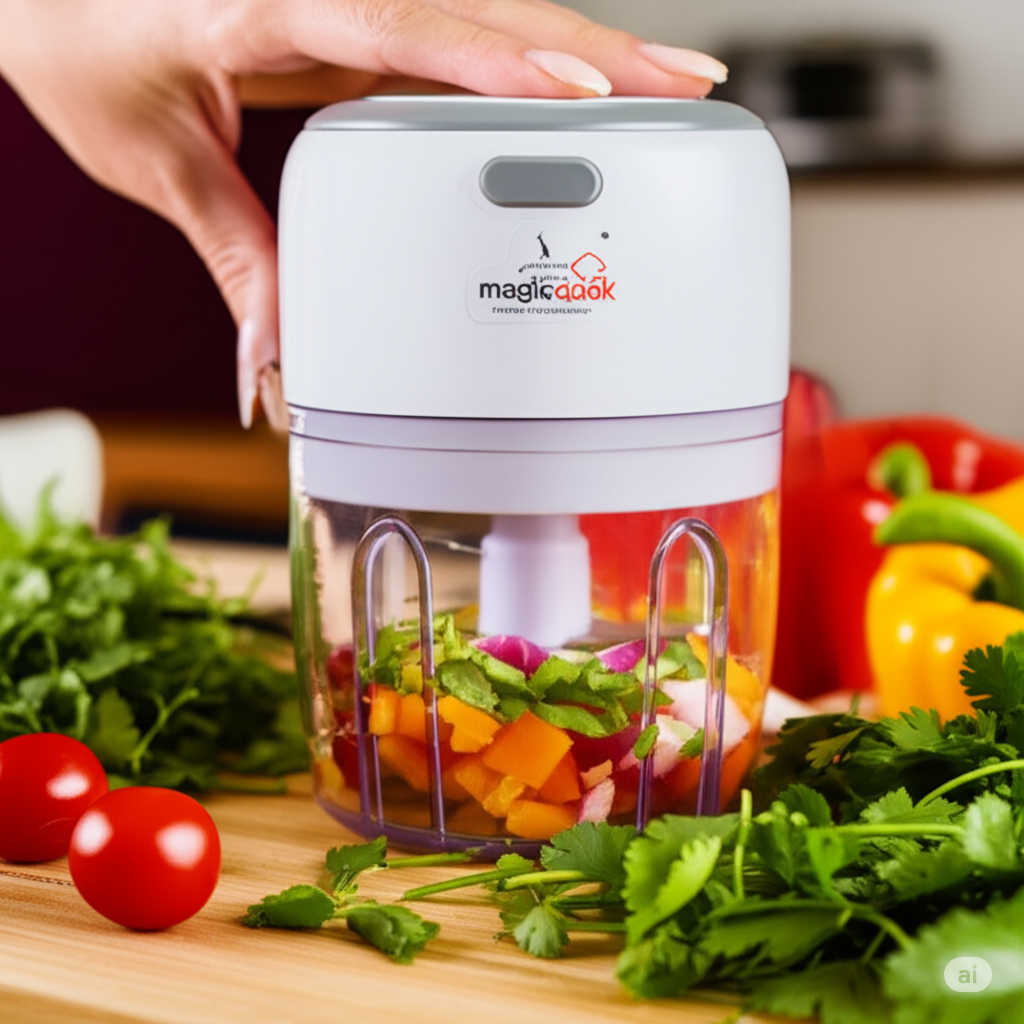 Magic Cook Rechargeable Mini Chopper – 250ML | USB Charging | Stainless Steel Blades | Portable Electric Food Processor