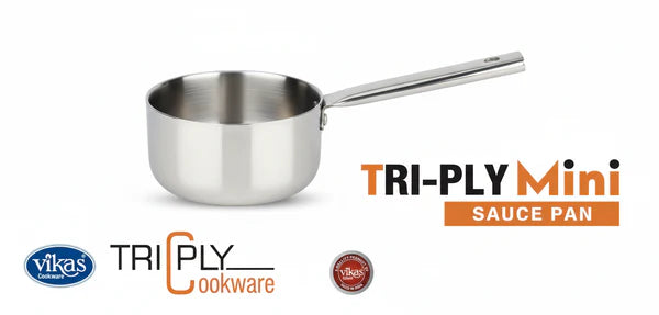 Vikas Cookware Premium Tri-Ply Mini Sauce Pan, Heavy-Duty 3-Ply Stainless Steel Cookware, Induction Cooktop Friendly, Stay-Cool Handle, 18cm