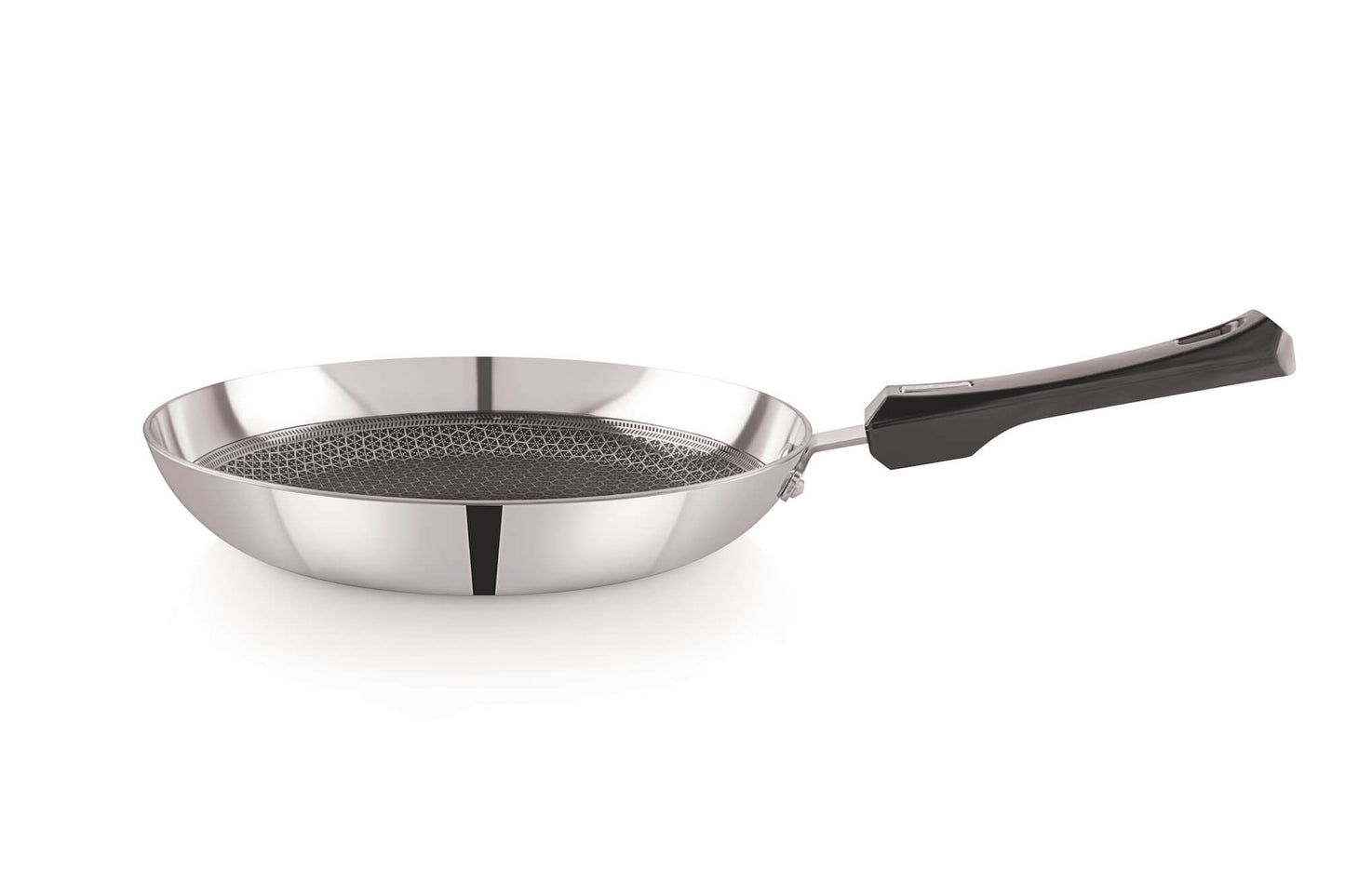 Bright Hexa Series Tapper Fry Pan | 240MM | Tri-Ply Stainless Steel Cookware | 4 Layer Coating | Induction & Gas Compatible | Durable & Easy to Clean | 24 Months Warranty