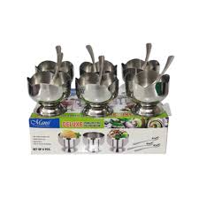 MANSI STAINLESS STEEL ICE CREAM SET FLORA 6 PCS