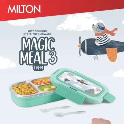 Milton Magic Meal 3 Steel Thermoware Insulated Tiffin Box | 1 Pc