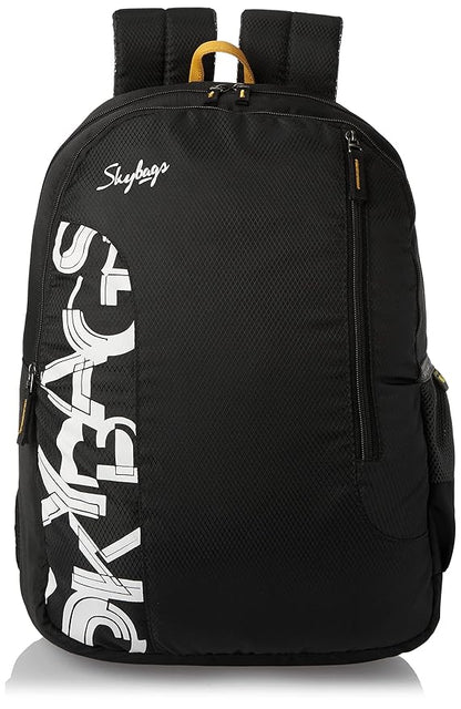 Skybags Casual Standard Backpack 28L, 2 Main Compartments, Bottle Pocket, Front Pocket, Padded Shoulder Straps | Black