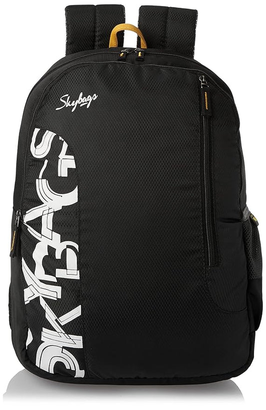 Skybags Casual Standard Backpack 28L, 2 Main Compartments, Bottle Pocket, Front Pocket, Padded Shoulder Straps | Black
